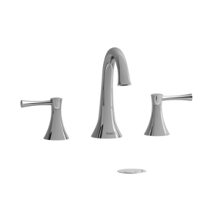RIOBEL ED08LC ED08L Edge Bathroom Faucet, 1.2 gpm Flow Rate, 7-1/4 in H Spout, 8 to 16 in Center, Chrome, 2 Handles, Push Button Drain