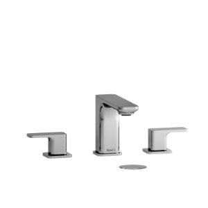 RIOBEL EQ08C EQ08 Equinox Bathroom Faucet, 1.3 gpm Flow Rate, 3.78 in H Spout, 16 in Center, Chrome, 2 Handles, Push Button Drain