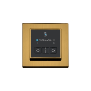 THERMASOL® ESM-AB Easy Start Modern Steam Shower Control Unit, Indication LED Display, Square Panel, Antique Brass