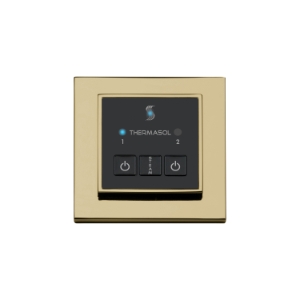 THERMASOL® ESM-PB Easy Start Modern Steam Shower Control Unit, Indication LED Display, Square Panel, Polished Brass