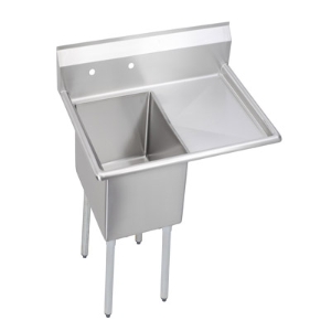 Elkay® 14-1C18X24-R-18X Standard Scullery Sink, 38.5 in L x 29.8 in W x 43.8 in H, Floor Mounting, 16 ga Stainless Steel, 1 Bowls, 1, Right Drainboards, 9 in Backsplash