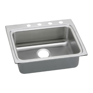 Elkay® LRAD2522403 Lustertone™ Classic Kitchen Sink, Rectangle Shape, 21 in L x 15-3/4 in W Bowl x 3-5/8 in D Bowl, 3 Faucet Holes, 25 in L x 22 in W x 4 in H, Stainless Steel
