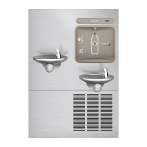Elkay® LZWS-LRPBM28K EZH2O® Filtered Bottle Filling Station and Integral SwirlFlo Fountain, 1.1 gpm Flow Rate, Push Button/Sensor Operation, Refrigerated Chilling, 2 Stations
