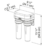 FRANKE FRCNSTR-DUO-2 Dual Canister Multi-Stage Under Sink Water Filtration System, 0.5 gpm Flow Rate, 13-3/4 in H