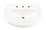 Gerber® G0012518 Maxwell® Lavatory Sink with Consealed Front Overflow, D-Shaped Shape, 8 in Faucet Hole Spacing, 21 in W x 18 in H, Pedestal Mount, Vitreous China, White