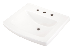 Gerber® G0012519 Burr Ridge™ Pedestal Top Sink, 23-7/8 in W x 8-3/8 in H, Rectangular Sink, 8 in Faucet Hole Spacing