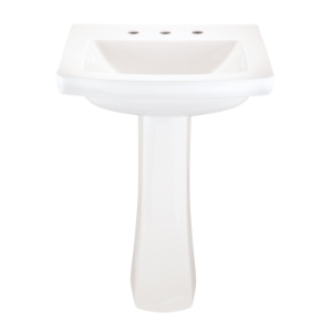 Gerber® G0022519 Burr Ridge™ Standard Bathroom Sink, Rectangular Shape, 8 Faucet Hole Spacing, 35-1/8 in H x 23-7/8 in W x 20-1/4 in D, Pedestal Mounting, Vitreous China, White