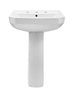 Gerber® G0023568 Viper™ Petite Bathroom Sink, Rectangular Shape, 8 Faucet Hole Spacing, 34-1/4 in H x 21-7/8 in W x 18-1/2 in D, Pedestal Mounting, Vitreous China, White