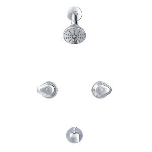 Gerber® G0058400 Hardwater Two Handle Threaded Escutcheon Tub & Shower Fitting with Threaded Diverter Spout, 1.75 gpm, Chrome