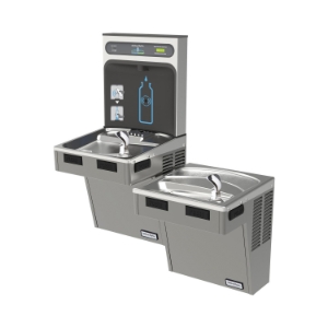 Halsey Taylor® HTHB-HAC8BLPV-WF Filtered Bi-Level Bottle Filling Station and Cooler, 1.1 gpm, Pushbar/Sensor Operation, Refrigerated Chilling