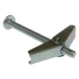 Metallics J1521 Slotted Drive Spring Wing Toggle Bolt, 3/8-16 Screw, 5 in OAL, AISI 1008-1010 Steel, Round Head, 1 in Drill