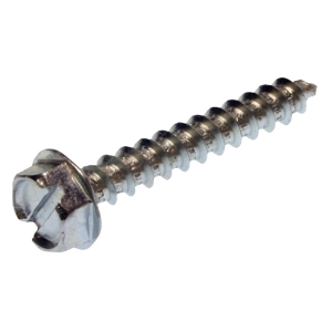 Metallics JDS157 Self-Piercing Tapping Screw, #8-15, 1-1/2 in OAL, Indented Hex/Washer Head, Hex/Slotted Drive, Steel, Zinc Chromate
