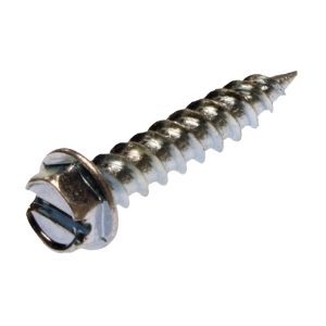 Metallics Quik-EZE JQK5 High Performance Sheet Metal Screw, #8, 1/2 in OAL, Indented Hex/Washer Head, Slotted Drive, Steel, Zinc Chromate, Self-Piercing Point