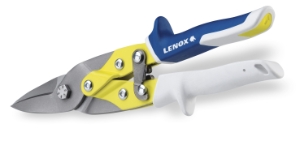Lenox® 22103103 Aviation Snip, 18 ga Sheet Metal, 22 ga Stainless Steel Cutting, 1-5/16 in L of Cut, Straight Snip, Precision Formed HCS Blade, Plastic Handle, Comfort Grip