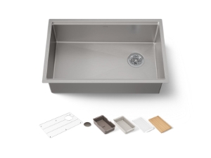 Kohler® 33660-PC-NA Strive® 29 in Undermount Single-Bowl Workstation Kitchen Sink, Stainless Steel