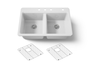 Kohler® 8679-4A1-0 Riverby® 33" Top-Mount Double-Bowl Kitchen Sink, White