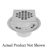 Jaclo® 86564-PCH Contemporary/Modern Square Complete Shower Drain, 2-3/8 in ID x 3 in OD Nominal, 4-1/4 in Dia Stainless Steel Grid, PVC Drain