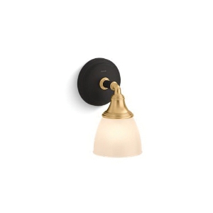 Kohler® 10570-BML Devonshire® Bathroom Sconce, Black with Brass Trim Housing, (1) Lamp