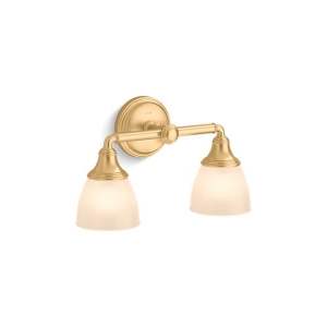 Kohler® 10571-2GL Devonshire® Light Sconce, Incandescent Lamp, Brushed Moderne Brass Housing, (2) Lamps