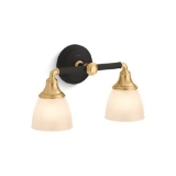 Kohler® 10571-BML Devonshire® Bathroom Sconce, Black with Brass Trim Housing, (2) Lamps