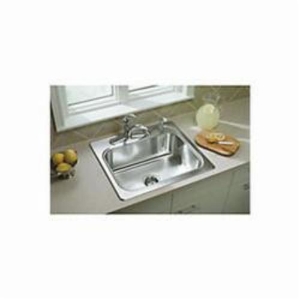 Sterling® 11405-4-NA Self-Rimming Kitchen Sink With SilentShield® Technology, Southhaven®, Satin, Rectangle Shape, 21 in L x 15-1/4 in W, 4 Faucet Holes, 25 in L x 22 in W x 8 in H, 20 ga Stainless Steel