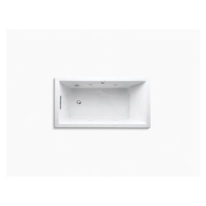 Kohler® 1168-JH-96 Underscore® Heated Bathtub, Whirlpool, Rectangular Shape, 60 in L x 32 in W, Reversible Drain, Biscuit