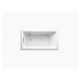 Kohler® 1168-JH-96 Underscore® Heated Bathtub, Whirlpool, Rectangular Shape, 60 in L x 32 in W, Reversible Drain, Biscuit