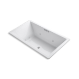 Kohler® 1174-JH-0 Underscore® Heated Bathtub, Whirlpool, Rectangular Shape, 72 in L x 42 in W, Center Drain, White