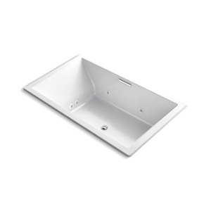 Kohler® 1174-XHGH-0 Underscore® Heated Air Bathtub, BubbleMassage™/Whirlpool, Rectangular Shape, 72 in L x 42 in W, Center Drain, White