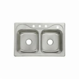 Sterling® 11850-4-NA Self-Rimming Kitchen Sink With SilentShield® Sound Absorption Technology, Southhaven®, Luster Bowl/Satin Deck, Rectangle Shape, 14 in Left, 14 in Right L x 15-1/8 in Left, 15-1/8 in Right W, 4 Faucet Holes