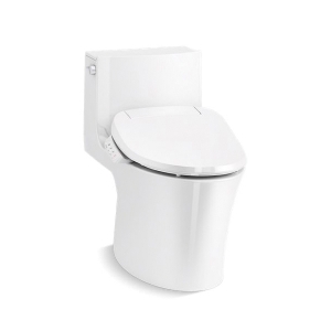 Kohler® 1381-HC-0 1-Piece Toilet With Skirted Trapway and Concealed Cord, Veil®, Elongated Bowl, 15-3/8 in H Rim, 12 in Rough-In, 0.8/1.28 gpf, White