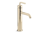 Kohler® 14404-4A-AF Purist® Tall Single Handle Bathroom Sink Faucet, 1.2 gpm Flow Rate, 6-1/2 in H Spout, 1 Handle, Touch-Activated Drain, 1 Faucet Hole, Vibrant® French Gold