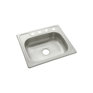 Sterling® 14631-4F-NA Middleton® Self-Rimming Kitchen Sink, Luster Bowl/Satin Deck, Rectangle Shape, 25 in L x 22 in W x 6 in D Bowl, 4 Faucet Holes, 25 in L x 22 in W x 6 in H, Stainless Steel
