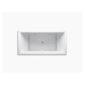 Kohler® 1835-JH-96 Underscore® Heated Bathtub, Whirlpool, Rectangular Shape, 72-3/16 in L x 36 in W, Center Drain, Biscuit