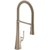 Kohler® 22060-BV Graze® Semi-Professional Kitchen Faucet, 1.5 gpm Flow Rate, Vibrant® Brushed Bronze, 1 Handle, Touch Control Function