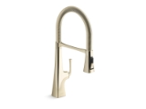 Kohler® 22061-AF Graze® Semi-Professional Kitchen Faucet, 1.5 gpm Flow Rate, French Gold, 1 Handle, 1 Faucet Hole, Vibrant® French Gold