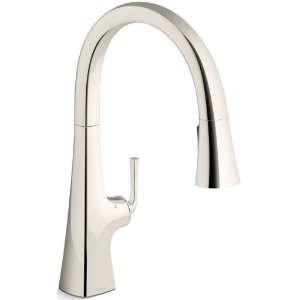 Kohler® 22068-SN Graze® Pull-Down Kitchen Faucet, 1.5 gpm Flow Rate, Vibrant® Polished Nickel, 1 Handle, Touchless Function