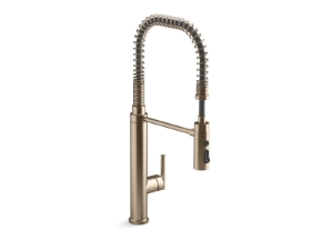 Kohler® 24982-BV Purist® 3-Function Kitchen Sink Faucet, 1.5 gpm Flow Rate, Vibrant® Brushed Bronze, 1 Handle