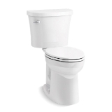 Kohler® 26077-0 2-Piece Chair Height Toilet, Kingston™ Comfort Height™, Elongated Bowl, 5-5/8 in H Rim, 12 in Rough-In, 1.28 gpf, White