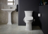 Kohler® 26132-CSP-96 26132-CSP Nightlight Toilet Seat, PureWash® E545, Elongated Bowl, Plastic, Biscuit, Slow Close Hinge