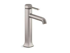 Kohler® 27003-4-BN Occasion® Tall Single Handle Bathroom Sink Faucet, 1.2 gpm Flow Rate, 7 in H Spout, 1 Handle, Touch-Activated Drain, 1 Faucet Hole, Vibrant® Brushed Nickel