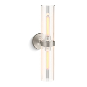 Kohler® 27263-SC02-BNL Purist® Light Sconce, T10 Lamp, 120 VAC, Brushed Nickel Housing, (2) Lamps
