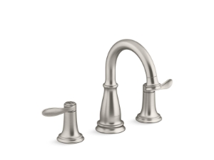 Kohler® 27380-4K-BN Bellera® Widespread Bathroom Sink Faucet, 1.0 gpm Flow Rate, 4-5/8 in H Spout, 8 to 16 in Center, Vibrant® Brushed Nickel, 2 Handles, Clicker Drain