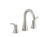 Kohler® 27390-4-BN Simplice® Widespread Bathroom Sink Faucet, 1.2 gpm Flow Rate, 5 in H Spout, 8 to 16 in Center, Vibrant® Brushed Nickel, 2 Handles, Clicker Drain