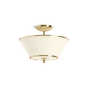 Kohler® Parohn™ 27859-FM02-2PL Dimmable Semi-Flush Light, (2) Type A Lamps, 100 W Fixture, 120 V, Polished Brass Housing