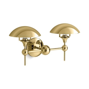 Kohler® 27945-SC02-2PL Vorleigh™ Sconce, (2) Type G Lamps, 120 V, Polished Brass Housing