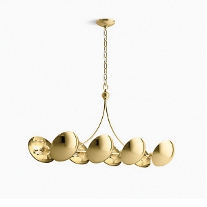 Kohler® 27949-CH08-2PL Vorleigh™ Linear Chandelier, (8) Type G Lamps, 120V, Polished Brass Housing