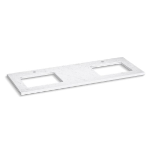 Kohler® 28255-EST Silestone® Vanity Top With Double Cutout, 1-3/16 in OAH x 61-1/8 in OAW x 22-7/16 in OAD, Quartz Top, Eternal Statuario Top