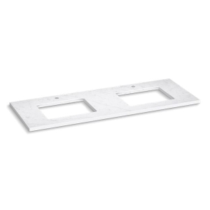 Kohler® 28258-EST Silestone® Vanity Top With Double Cutout, 1-3/16 in OAH x 61-1/8 in OAW x 22-7/16 in OAD, Quartz Top, Eternal Statuario Top