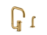 Kohler® 28274-2MB Components® Kitchen Faucet, 1.5 gpm Flow Rate, High Arc Swing Spout, Vibrant® Brushed Moderne Brass, 1 Handle